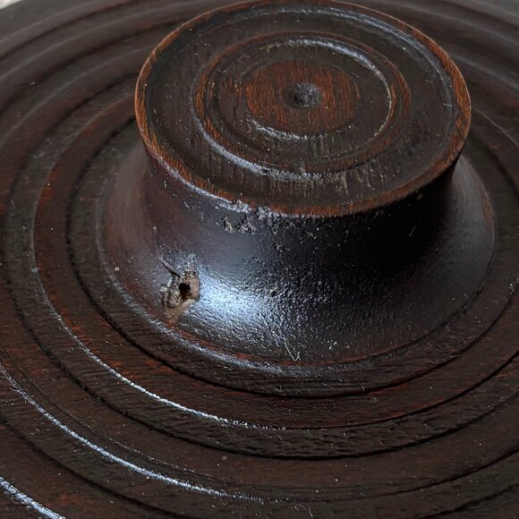 Covered Wooden Bowl Hand Turned Studio Art - Picture 10 of 11